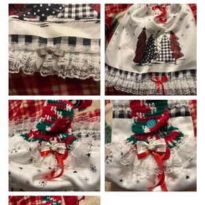 Festive Christmas Kitchen Linens with Lace Trim one home made Christmas